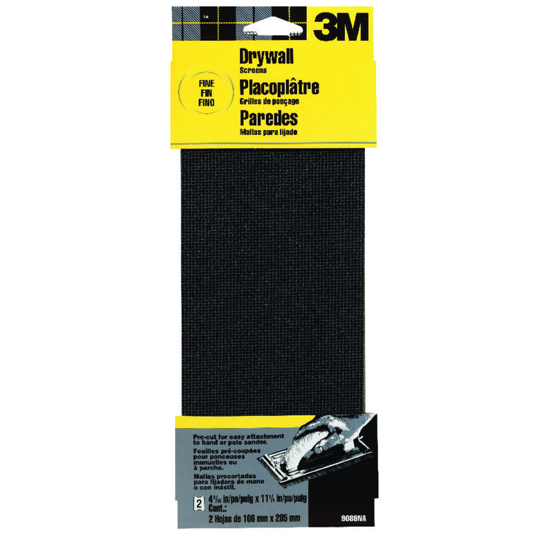 L 120 Grit Fine 2 pk 3M Silicon Carbide Drywall Sanding Screen 11-1//4 in